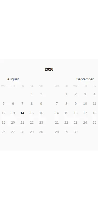Harness screenshot of ruixen-calendar-crest at 375 pixels wide
