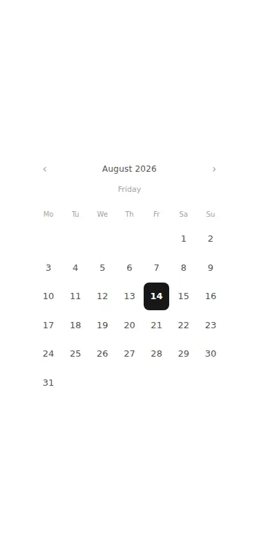 Harness screenshot of ruixen-calendar-lume at 375 pixels wide