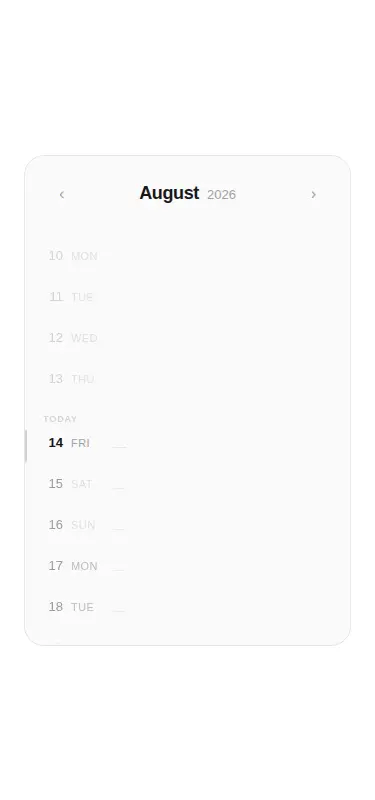 Harness screenshot of ruixen-calendar-planner at 375 pixels wide