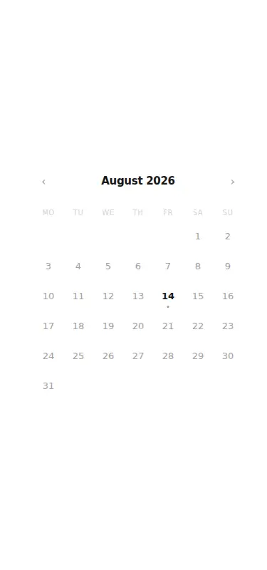 Harness screenshot of ruixen-calendar-wave at 375 pixels wide