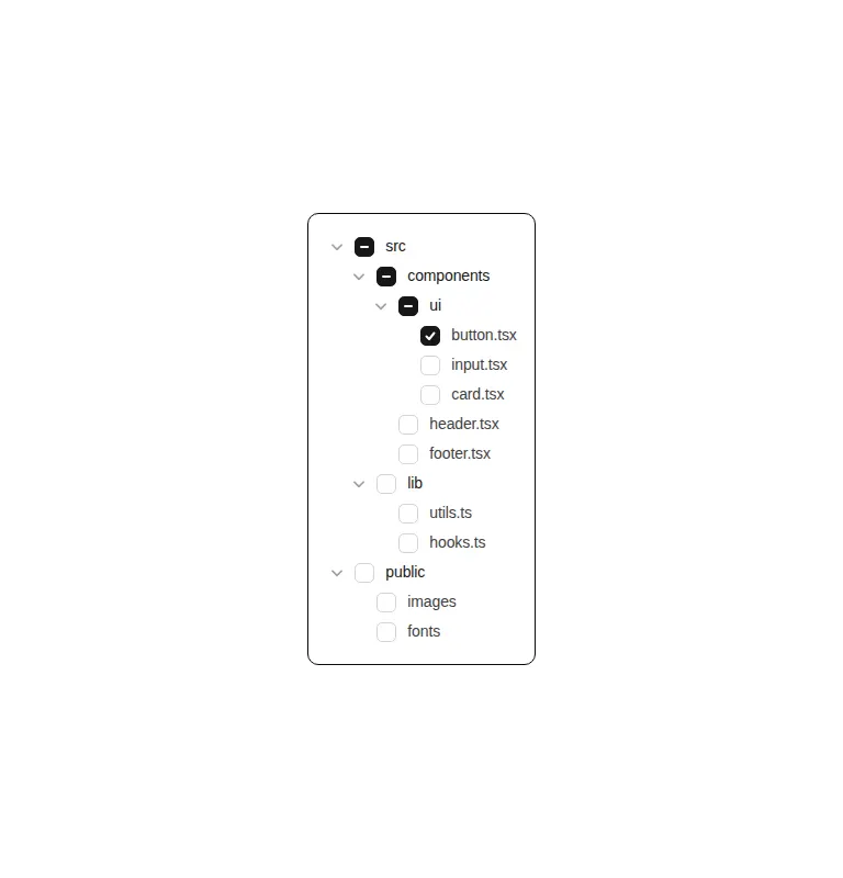Harness screenshot of ruixen-checkbox-tree at 768 pixels wide