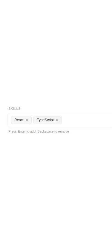 Harness screenshot of ruixen-clean-tag-input at 375 pixels wide