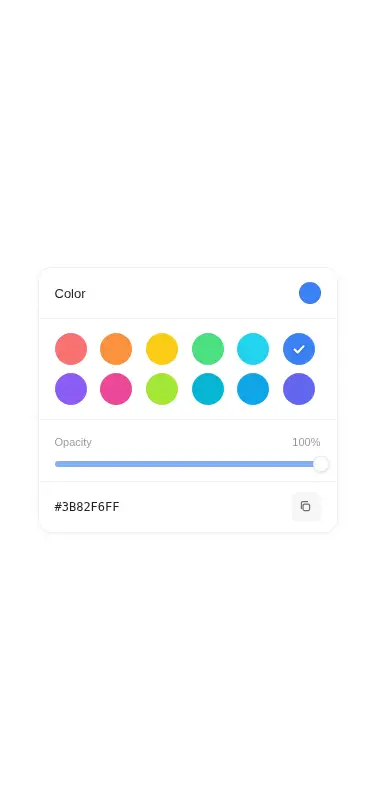 Harness screenshot of ruixen-color-picker-input at 375 pixels wide