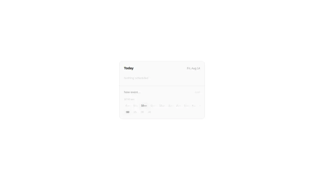 Harness screenshot of ruixen-event-scheduler at 1440 pixels wide