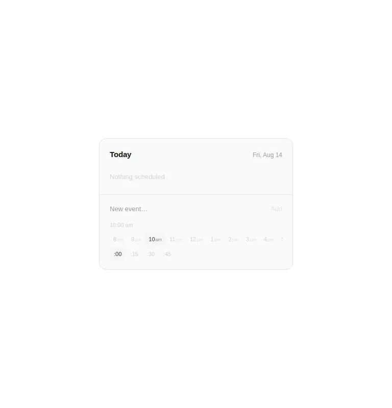 Harness screenshot of ruixen-event-scheduler at 768 pixels wide