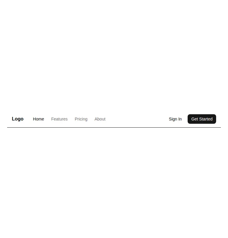 Harness screenshot of ruixen-navbar-simple at 768 pixels wide