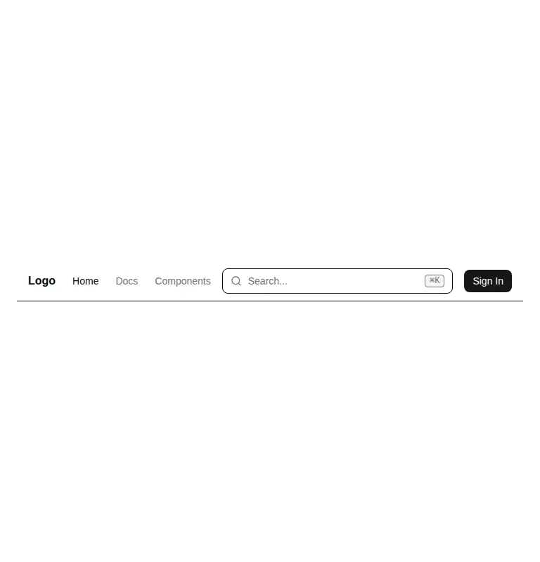 Harness screenshot of ruixen-navbar-with-search at 768 pixels wide