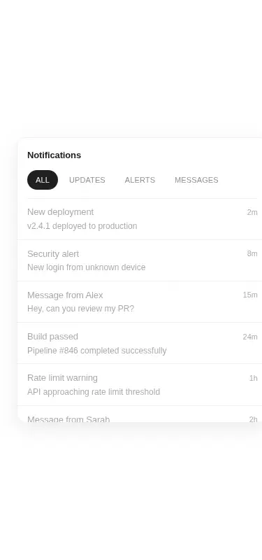 Harness screenshot of ruixen-notifications-filter at 375 pixels wide