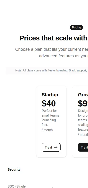 Harness screenshot of ruixen-pricing-comparison at 375 pixels wide