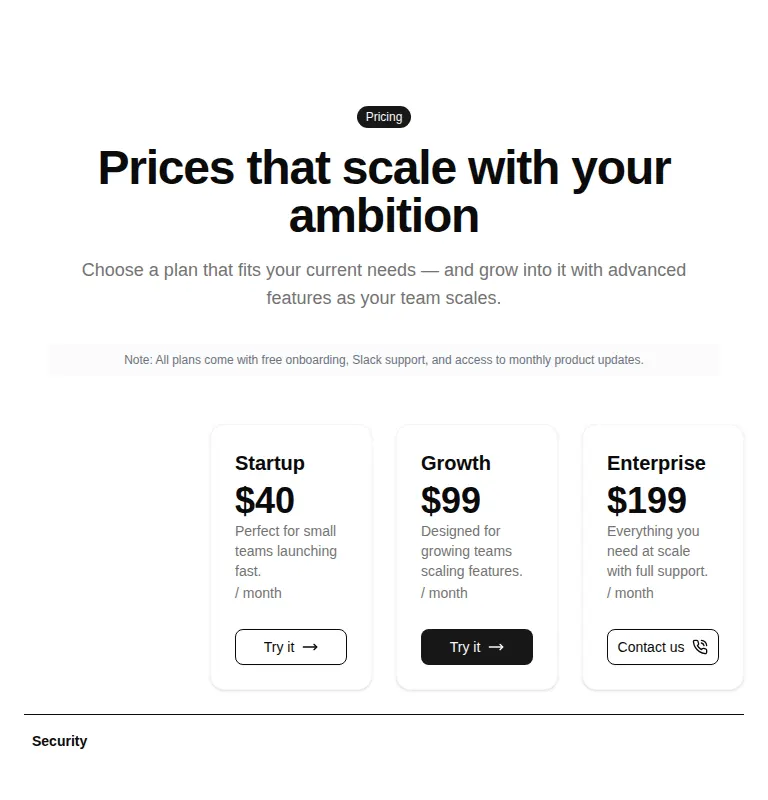 Harness screenshot of ruixen-pricing-comparison at 768 pixels wide