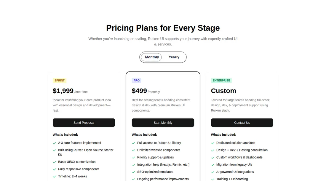 Harness screenshot of ruixen-pricing-plans at 1440 pixels wide