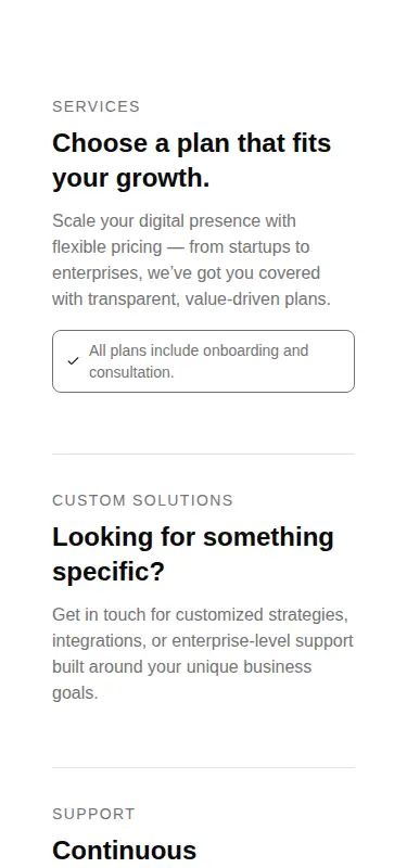 Harness screenshot of ruixen-pricing-section-vertical at 375 pixels wide