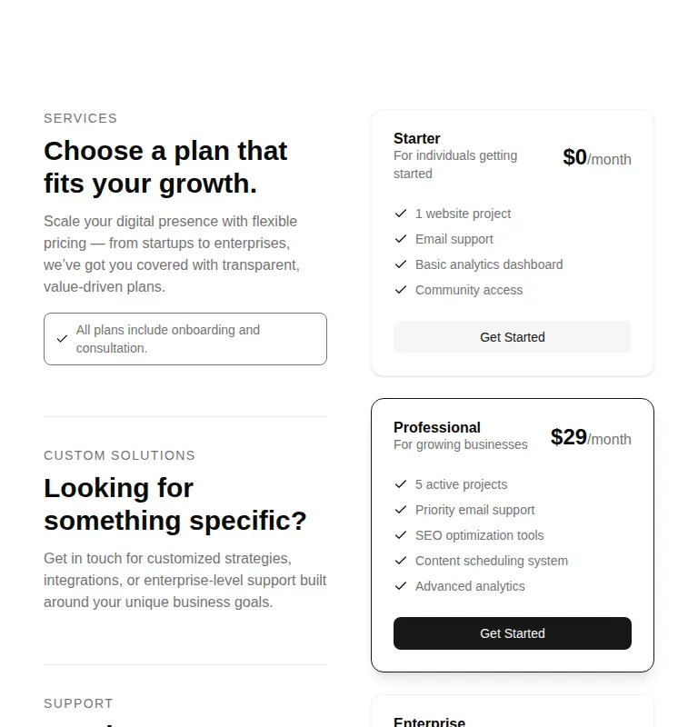 Harness screenshot of ruixen-pricing-section-vertical at 768 pixels wide