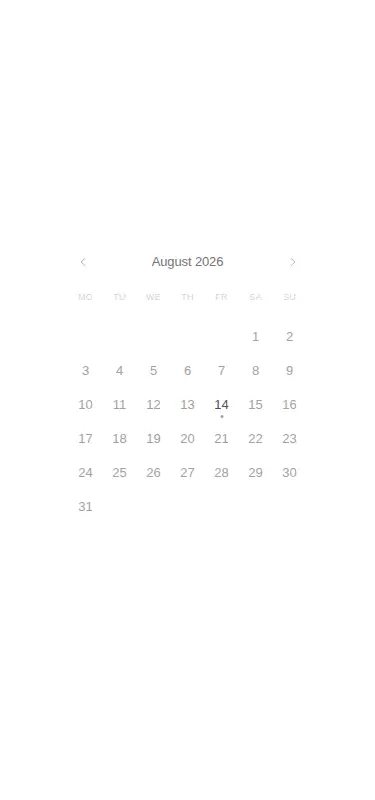 Harness screenshot of ruixen-range-calendar at 375 pixels wide