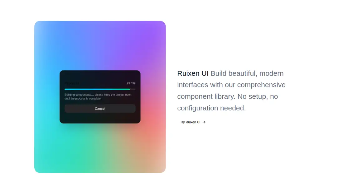 Harness screenshot of ruixen-rotating-gradient-right at 1440 pixels wide