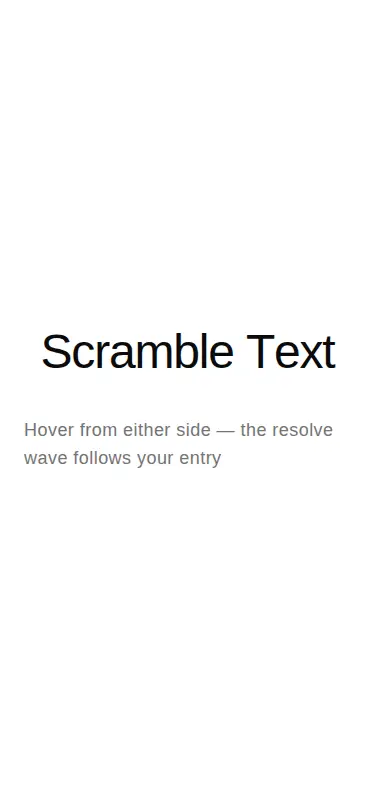 Harness screenshot of ruixen-scramble-text at 375 pixels wide