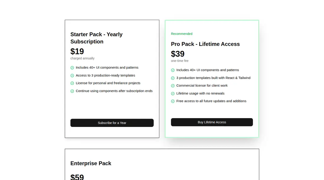 Harness screenshot of ruixen-subscription-plans at 1440 pixels wide