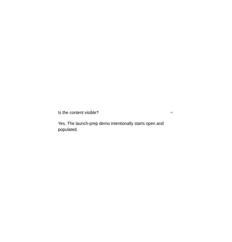 Harness screenshot of shadcn-accordion at 768 pixels wide