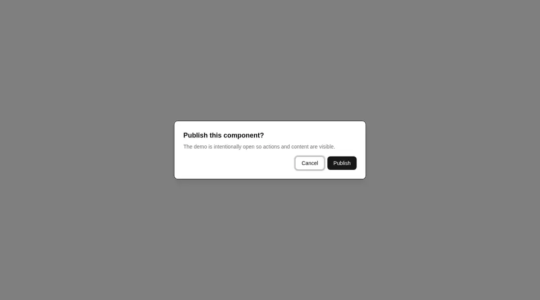 Harness screenshot of shadcn-alert-dialog at 1440 pixels wide