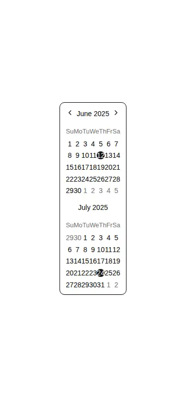 Harness screenshot of shadcn-block-calendar-03 at 375 pixels wide