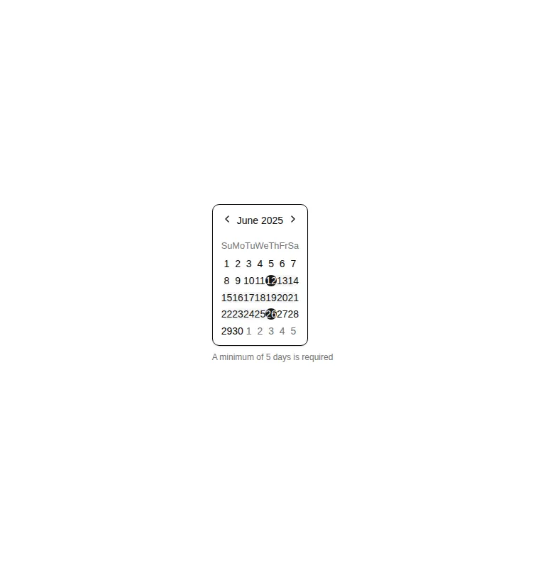 Harness screenshot of shadcn-block-calendar-06 at 768 pixels wide