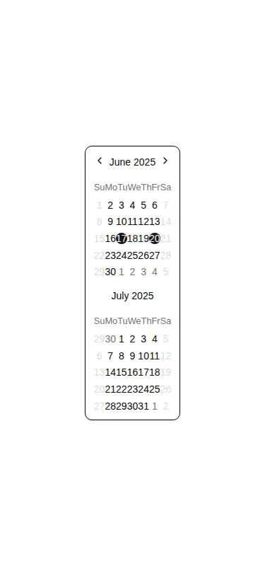 Harness screenshot of shadcn-block-calendar-09 at 375 pixels wide