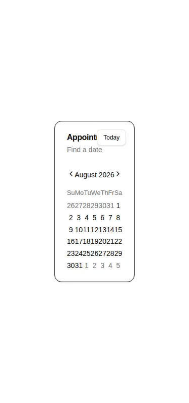 Harness screenshot of shadcn-block-calendar-10 at 375 pixels wide
