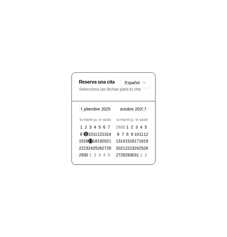 Harness screenshot of shadcn-block-calendar-12 at 768 pixels wide