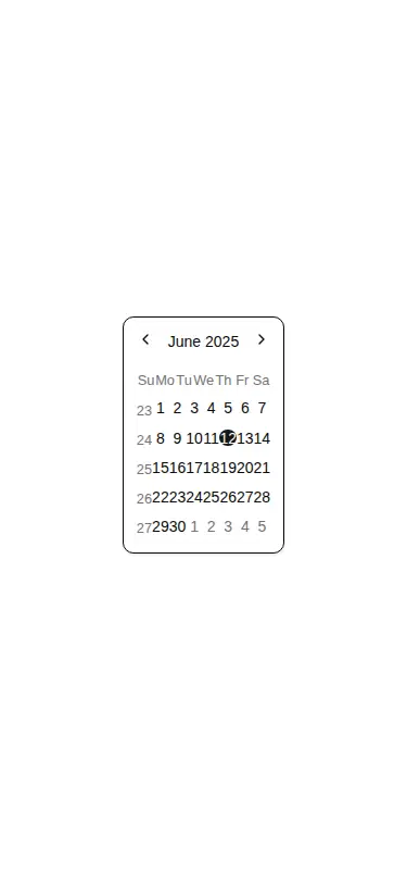Harness screenshot of shadcn-block-calendar-15 at 375 pixels wide