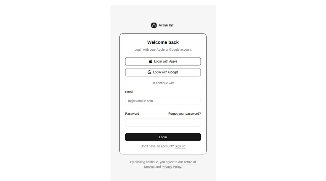 Harness screenshot of shadcn-block-login-03 at 1440 pixels wide