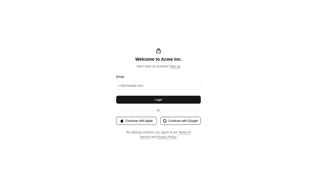 Harness screenshot of shadcn-block-login-05 at 1440 pixels wide