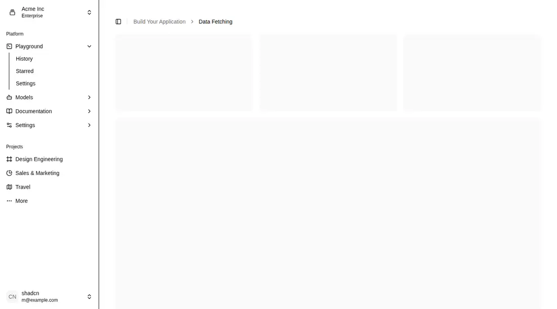 Harness screenshot of shadcn-block-sidebar-07 at 1440 pixels wide