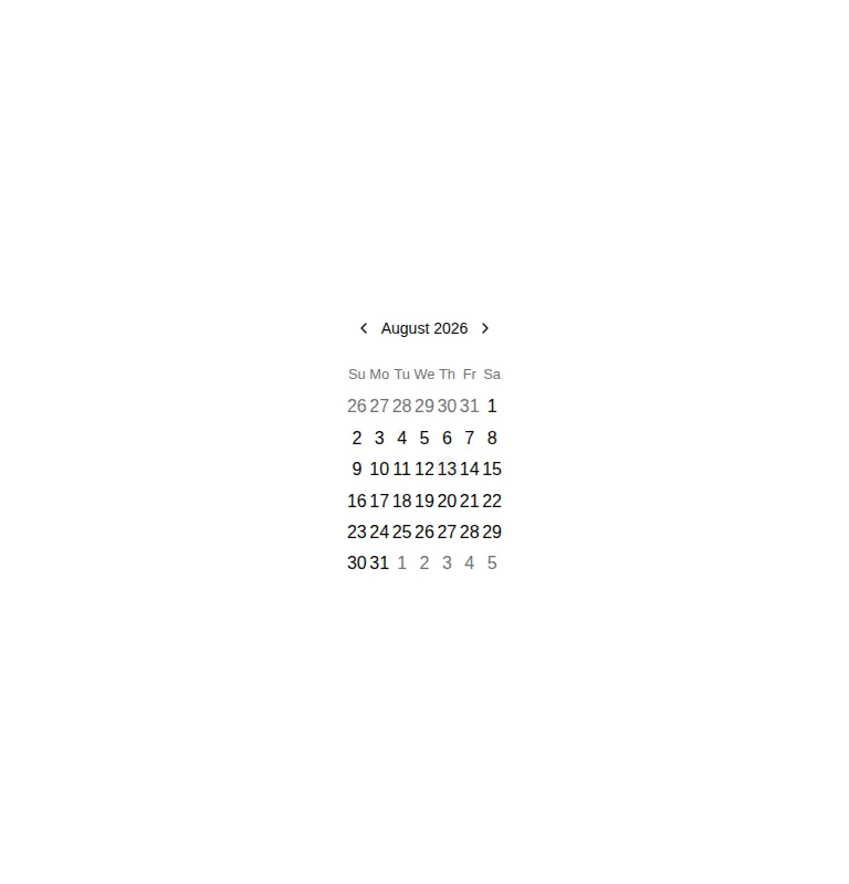 Harness screenshot of shadcn-calendar at 768 pixels wide