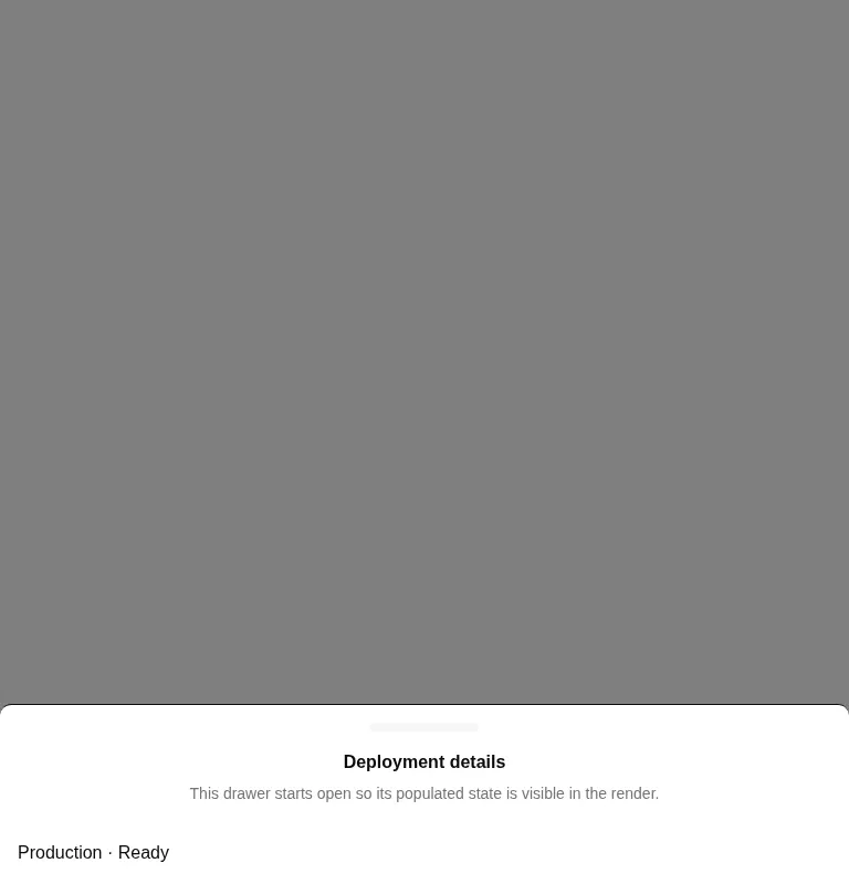 Harness screenshot of shadcn-drawer at 768 pixels wide