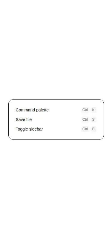 Harness screenshot of shadcn-kbd at 375 pixels wide