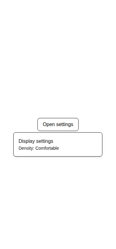 Harness screenshot of shadcn-popover at 375 pixels wide