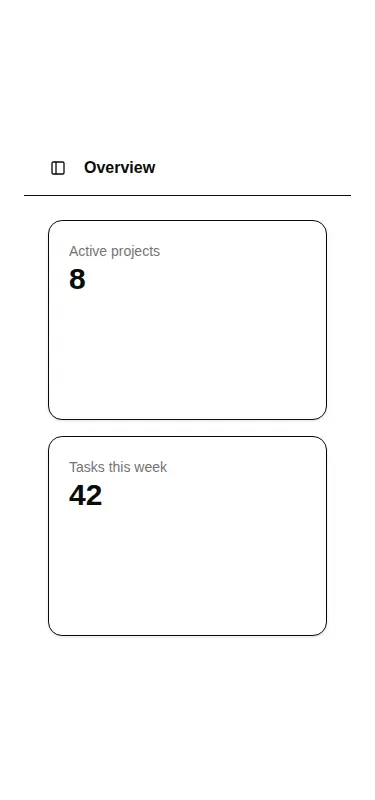 Harness screenshot of shadcn-sidebar at 375 pixels wide