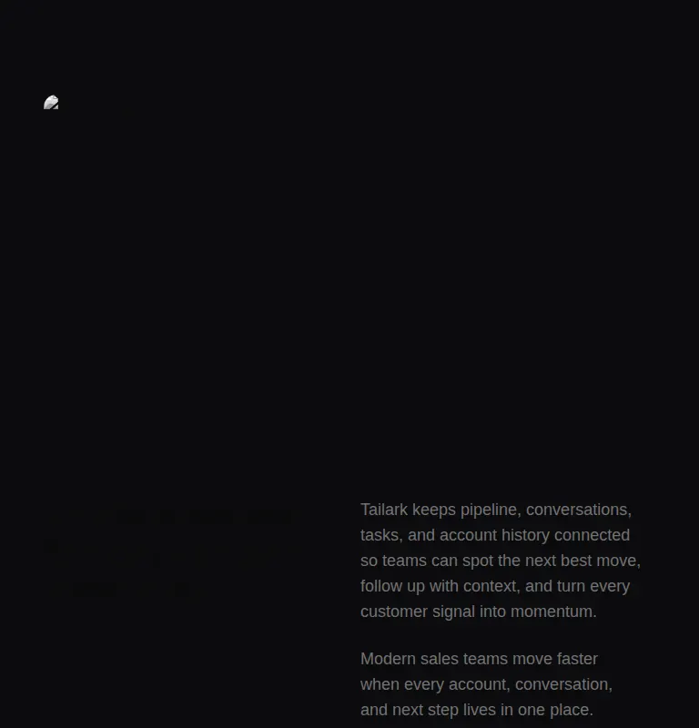 Harness screenshot of tailark-dusk-content-1 at 768 pixels wide