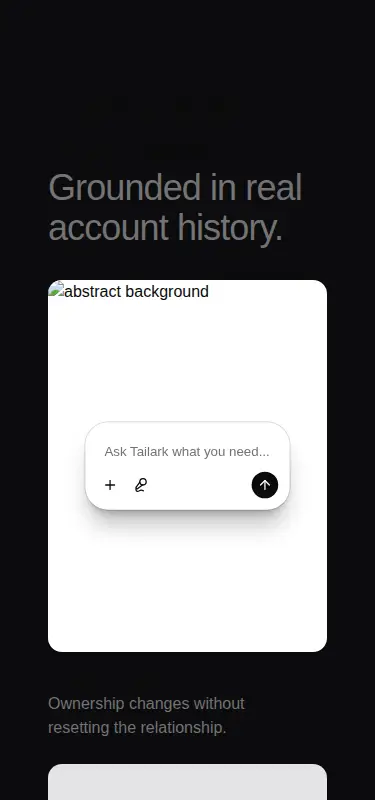 Harness screenshot of tailark-dusk-features-3 at 375 pixels wide