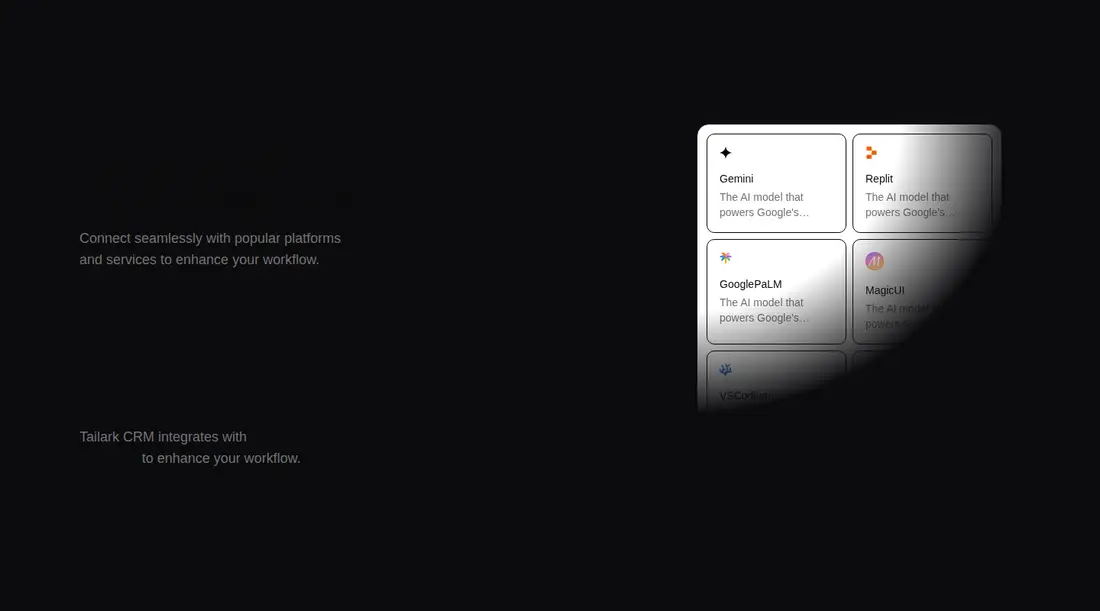 Harness screenshot of tailark-dusk-integrations-1 at 1440 pixels wide