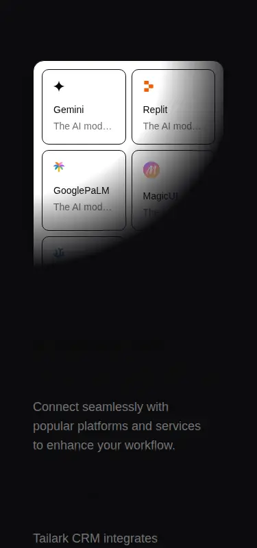 Harness screenshot of tailark-dusk-integrations-1 at 375 pixels wide