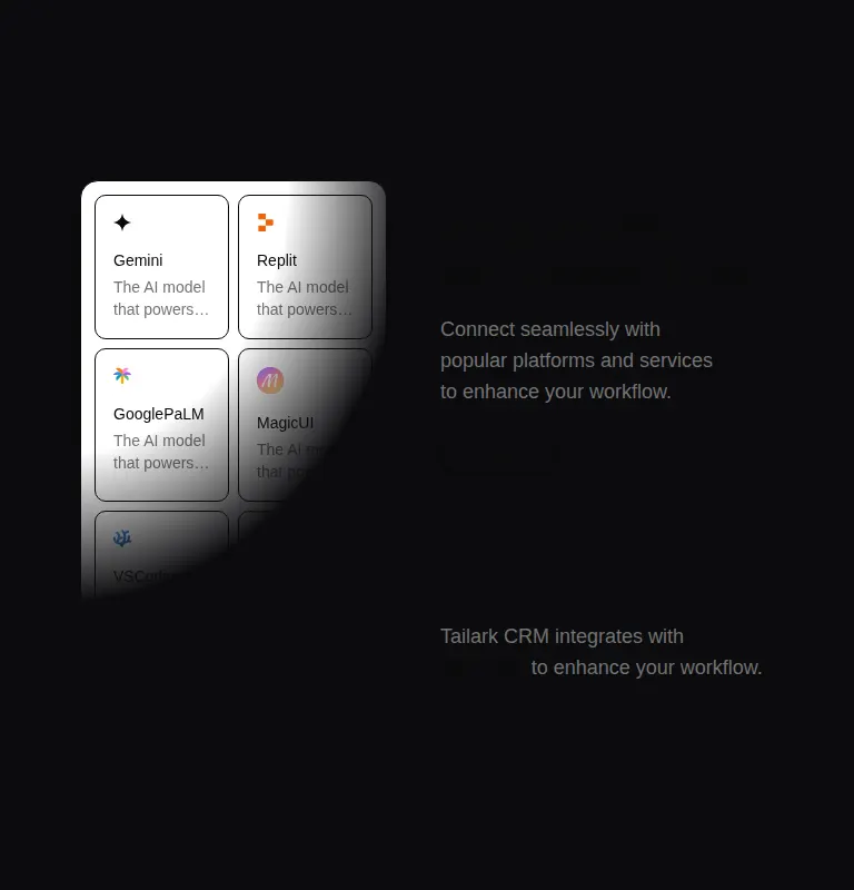 Harness screenshot of tailark-dusk-integrations-1 at 768 pixels wide