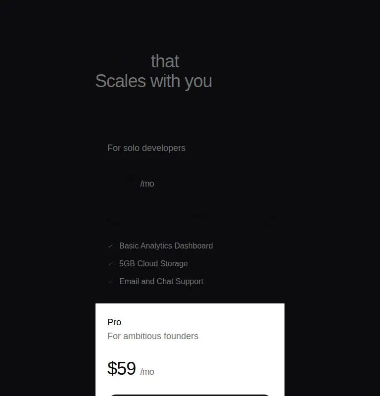 Harness screenshot of tailark-dusk-pricing-1 at 768 pixels wide