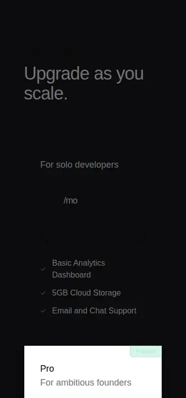 Harness screenshot of tailark-dusk-pricing-2 at 375 pixels wide