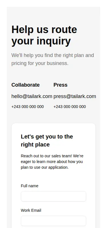 Harness screenshot of tailark-mist-contact-1 at 375 pixels wide