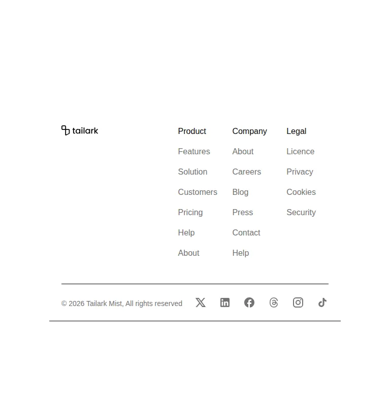 Harness screenshot of tailark-mist-footer-2 at 768 pixels wide