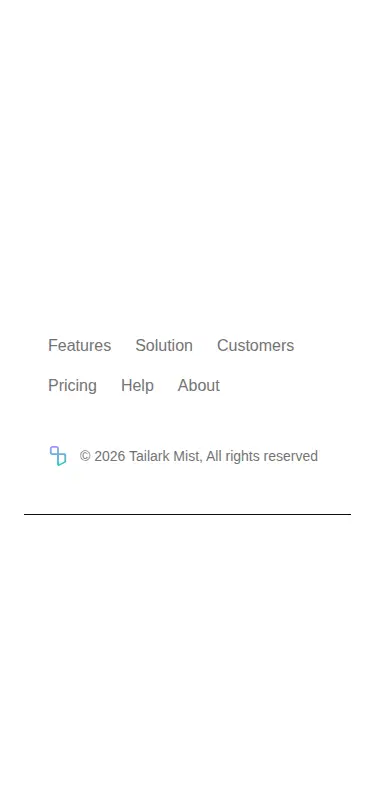 Harness screenshot of tailark-mist-footer-4 at 375 pixels wide