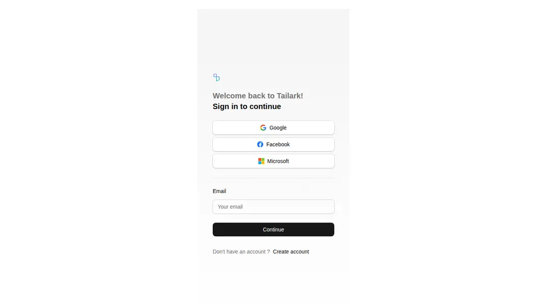 Harness screenshot of tailark-mist-login-1 at 1440 pixels wide