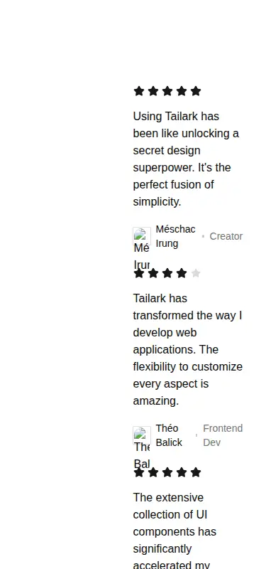 Harness screenshot of tailark-mist-testimonials-3 at 375 pixels wide