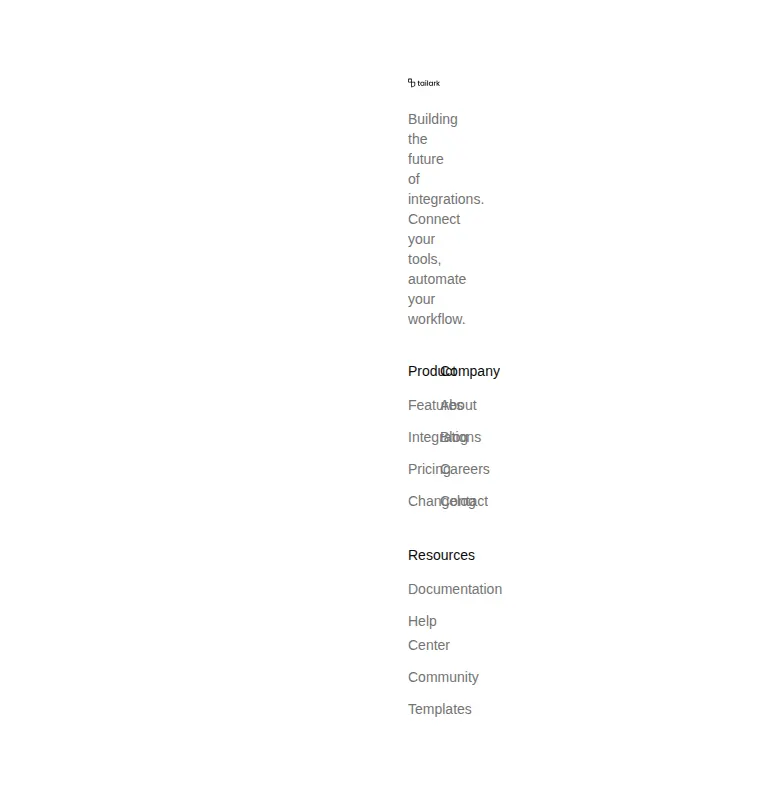 Harness screenshot of tailark-veil-footer-1 at 768 pixels wide